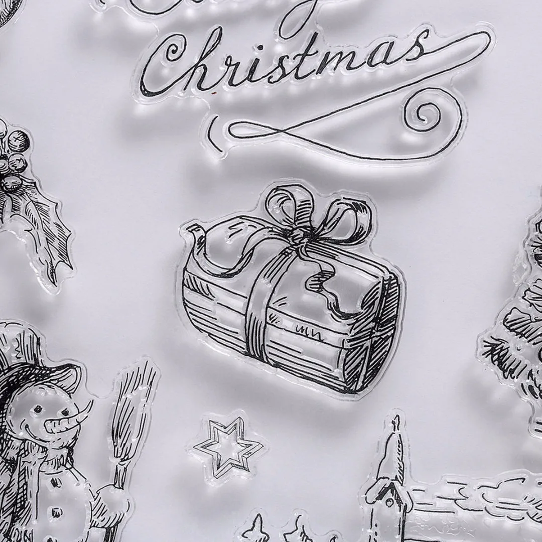 JX-LCLYL 1Pc Christmas Transparent Silicone Rubber Stamp Sheet Cling Scrapbooking DIY New