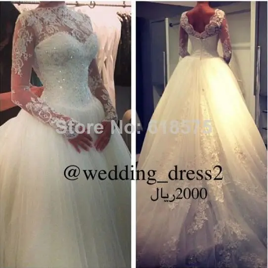 Vintage Bateau Lace Ball Gown Wedding Dress with Long Sleeve Free Shipping | Свадьбы и торжества