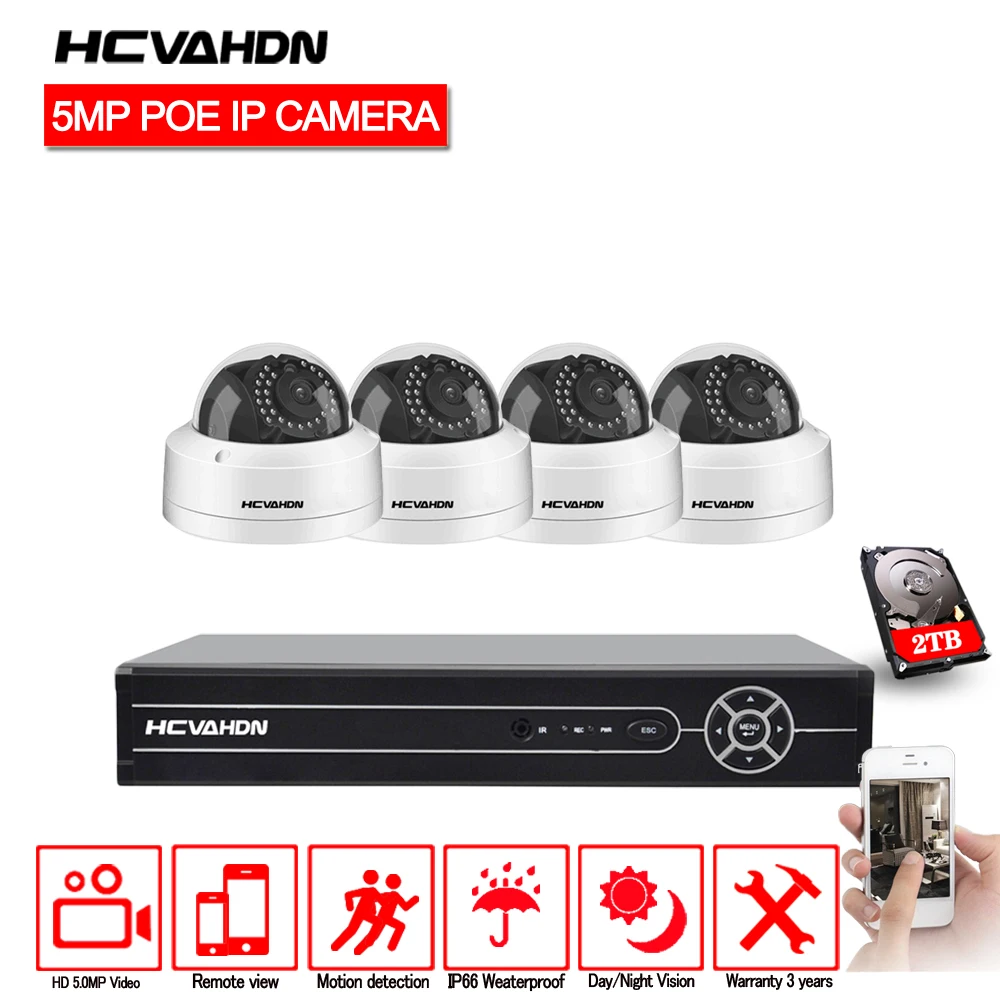 HCVAHDN H.265 8CH CCTV NVR Системы 5MP POE Комплект IP66 Водонепроницаемый Крытый Открытый ip