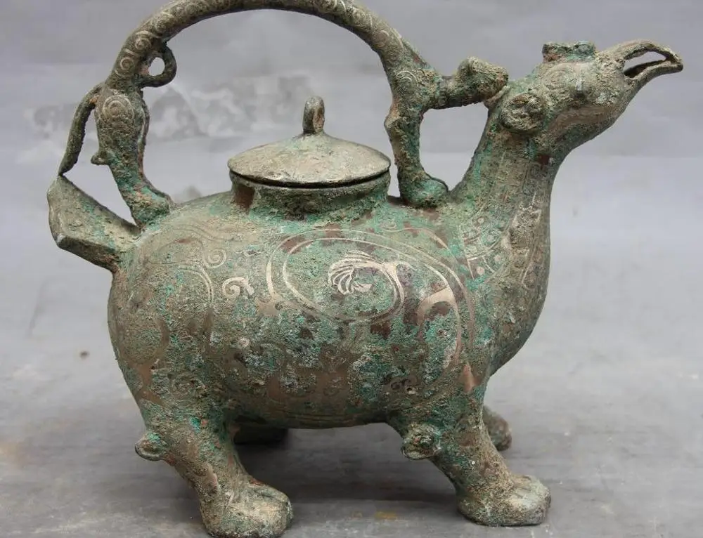 

Chinese Dynasty Pure Bronze Silver-Gilt Wild Beast Statue Incense Burner Censer