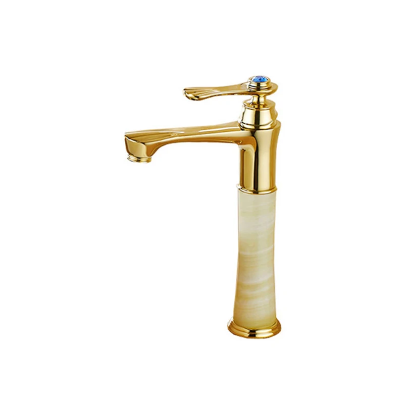 

Marble faucet basin hot and cold basin jade taps full copper Golden lavatory faucet marble stone gold basin faucet