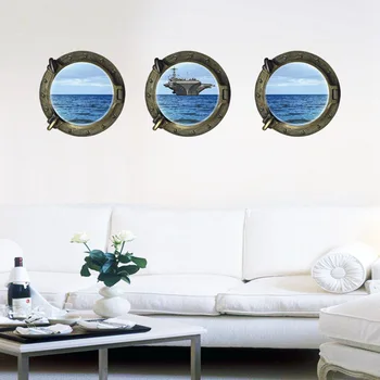 

3pcs/set 3D Effect Window Stickers Wall Marine Wall Mural Home Decoration Wallsticker and Wallpaper