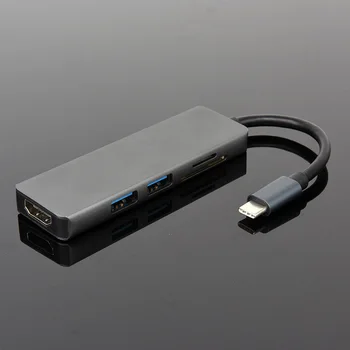

5In1 Type-C To USB-C HDMI USB3.0 USB C Adapter For MacBook Samsung Galaxy S9/S8 Huawei P20 Pro Type C USB SD/TF Card HUB