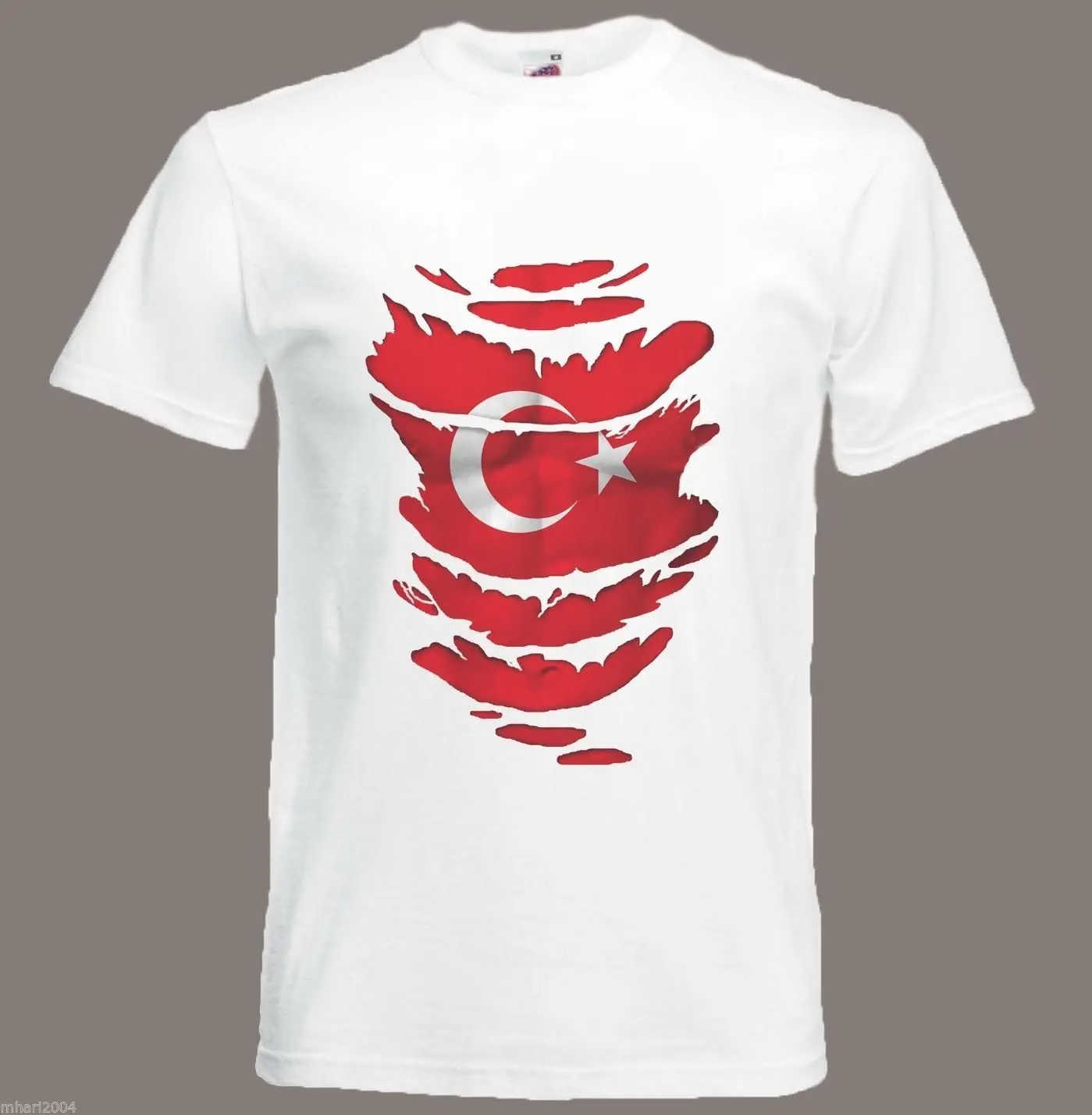 Turkish Flag T-Shirt See Muscles Through Ripped Turkey Sizes S-3XL Male Hip Hop Funny Tee Shirts Cheap Wholesale Tshirt | Мужская одежда