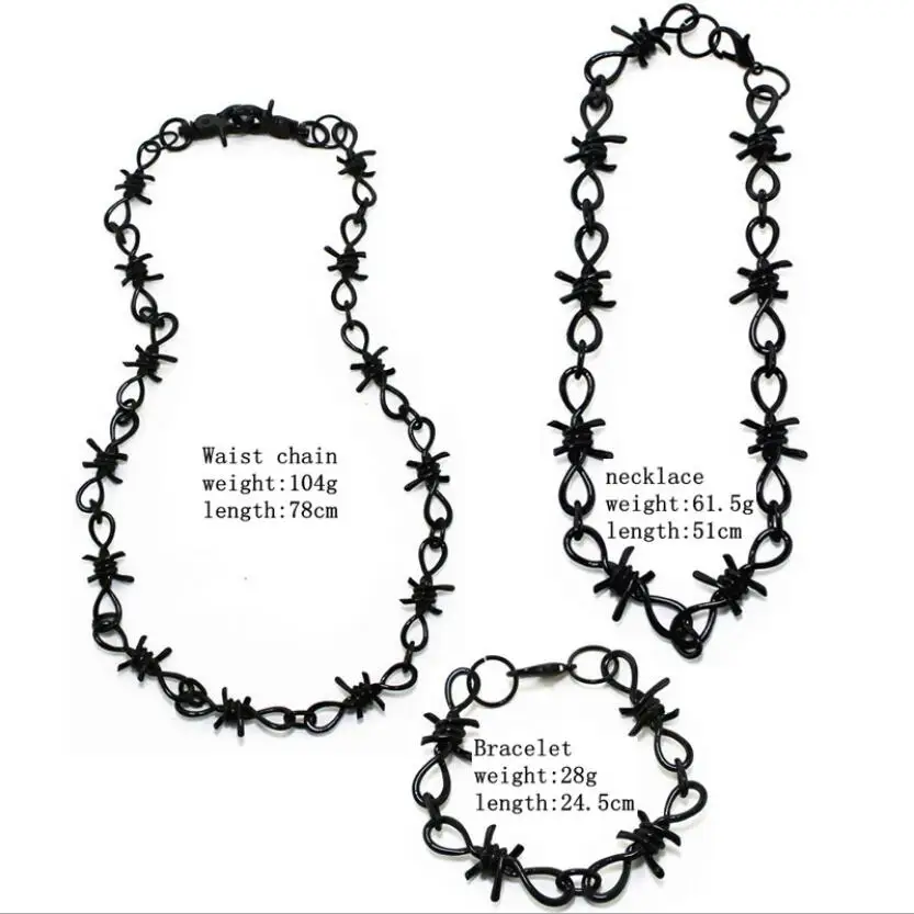 

Rock punk metal thorns iron pants chain wallet chain necklace bracelet