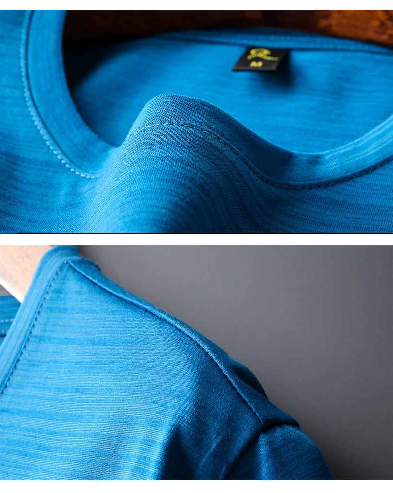 2018 new summer mercerized cotton t-shirt men's short-sleeved O neck ice silk trend Plain Black Blue Cool t-shirts Underwear men (20)