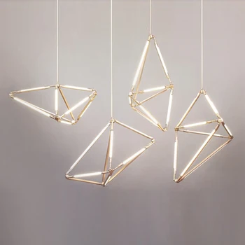 شراءما بعد الحداثة الحد الأدنى الذهبي معدن مطلي الثريا الشمال الإبداعية قابل للتعديل غرفة المعيشة الديكور DIY بها بنفسك T5 مصباح ليد