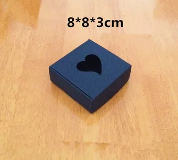 

8*8*3cm Black kraft paper box packing box gift box food box 200pcs/lot Free shipping