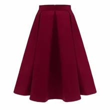 S-2XL Демисезонный модная юбка Женские однотонные A4 плиссированные юбки-пачки Повседневное Винтаж Элегантная Леди спецодежды Юбка-миди плюс Размеры