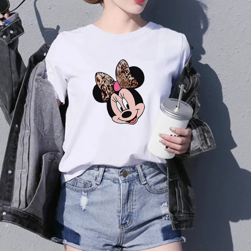 

New Arrival Minnie Harajuku Women's 90's T-Shirt Casual 100% Cotton Plus Size Woman Clothes Korean Graphic Couple Clothes