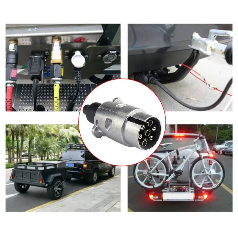 Durable 7 Pin Aluminium Alloy Plug Trailer Truck Towing Electrics 12V Connector EU Plug