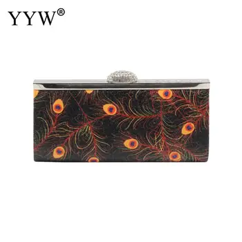 

Women'S Bag 2019 Peacock Feather Long Party Shoulder Crossbody Bags Elegant Vintage Box Clutch Bag Wedding Pouch Handbags Blue