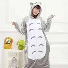Mother Father Daughter Boy Dresses Family Matching Sleepwear Hooded Pajama Cartoon Animal Grey Totoro Cosplay Pyjama Pijamas