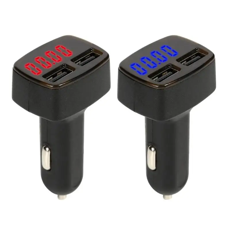 Автомобильное зарядное устройство VODOOL с двумя портами USB светодиодный дисплей