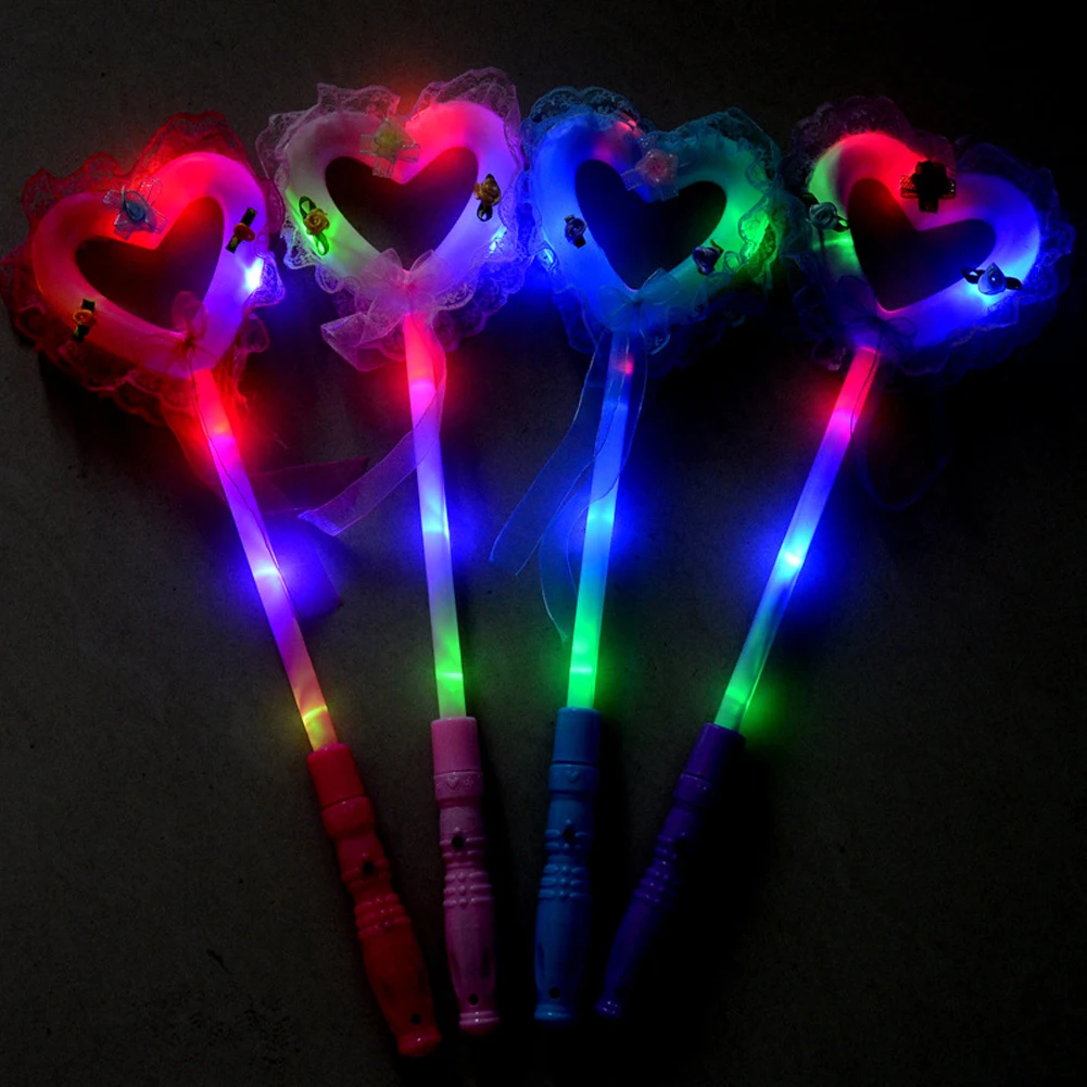 Светящаяся волшебная палочка-волшебная палочка, игрушки, любовь, сердце, принцесса, леденец, флэш-палка, подарок ребенку, светящаяся игрушка