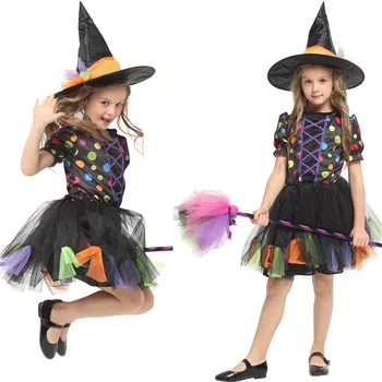 

The New Halloween Party Children Kids Cosplay Witch Costume For Girls Halloween Costume Party Witch Dress With purim costume