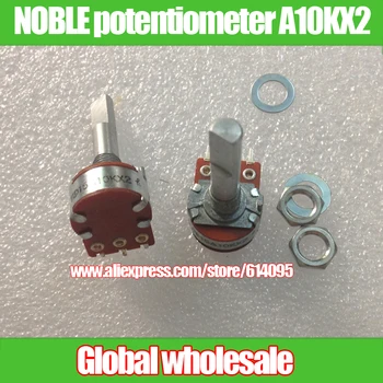 

2pcs NOBLE 16-type double potentiometer A10KX2 / handle length 30MMF A10K / V16L4E{7*6.5}G3-1{PH2D}N30F-15A10K*2/T