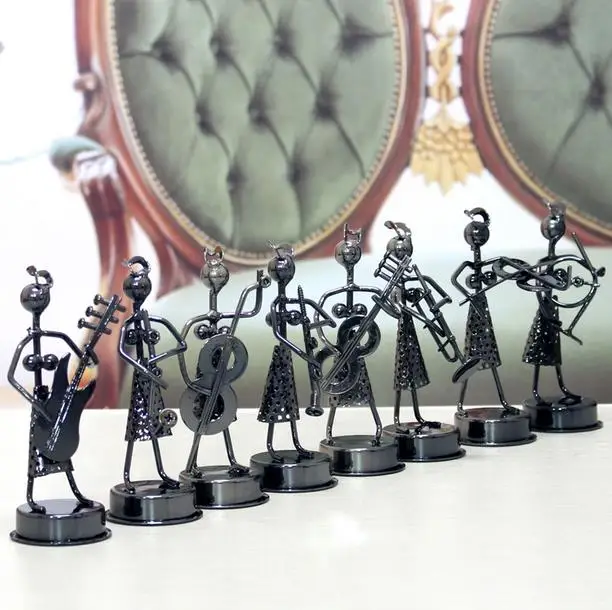 Vintage Home decoration iron metal craft Iron woman Model large band musicians Figurines Miniatures 8pcs/set free shipping Vintage Home decoration iron metal craft Iron woman Model large band musicians Figurines Miniatures 8pcs/set free shipping