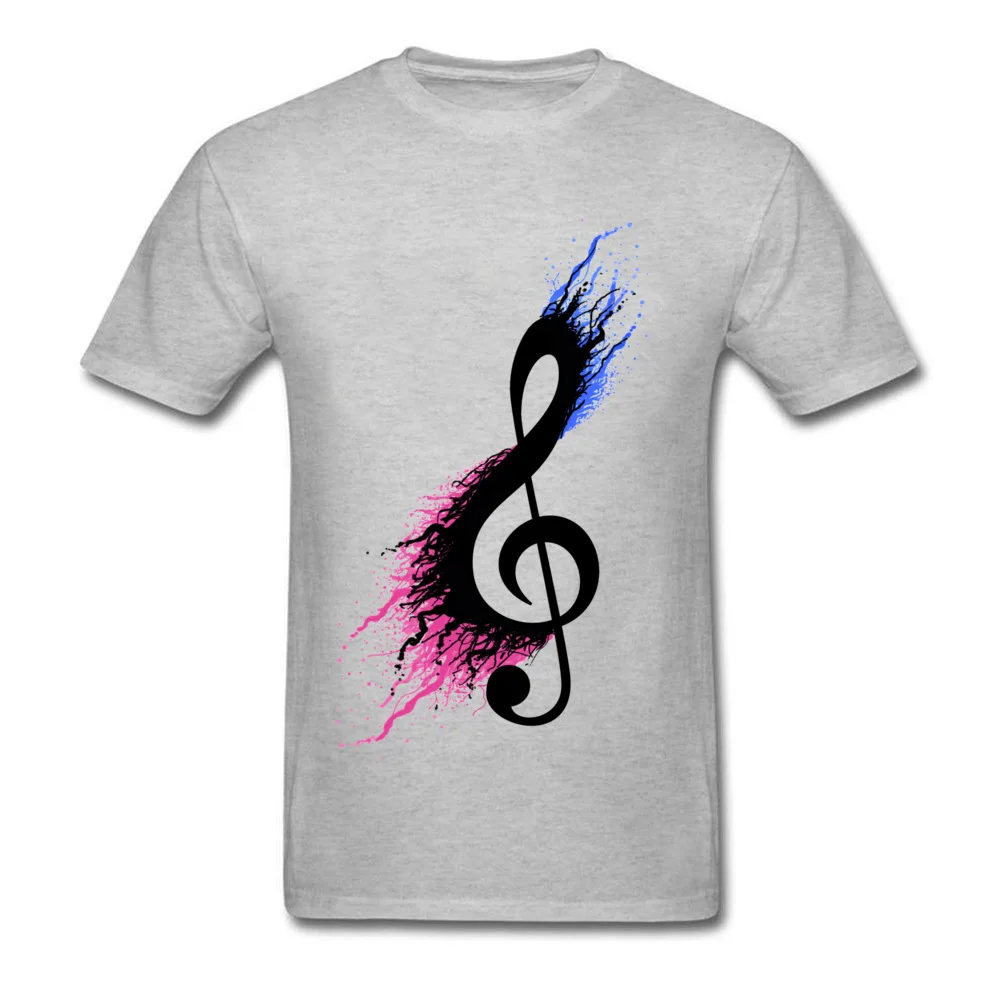 Music sign spill Group Summer 100% Cotton Fabric Crewneck Men Tees Printed On Tee-Shirts Brand New Short Sleeve Top T-shirts Music sign spill grey