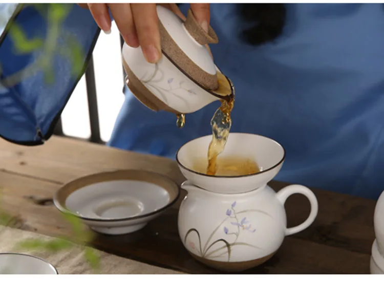 Японская грубая керамика ручная роспись Лотос Gaiwan чайный горшок чайный набор кунг-фу пуэр чаша для кофе мастер чашка креативный керамический орнамент