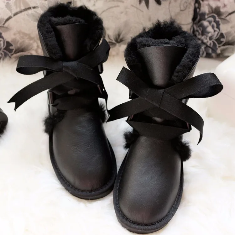 Ботинки из натуральной овечьей кожи; натуральный мех; Шерсть; теплые зимние женские ботинки; Модные женские зимние ботинки высокого качества