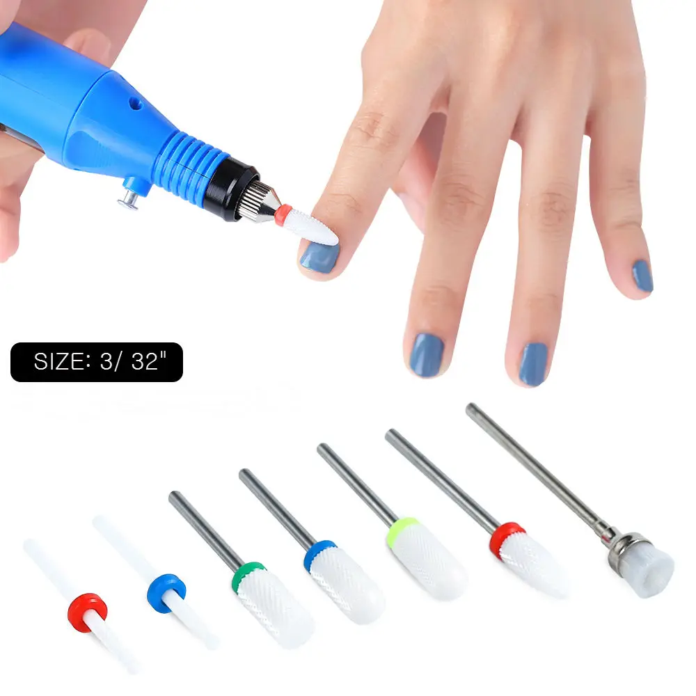 

Unhas Unha 7 Pcs/ Set Nail polishing head Ceramic Tungsten Steel Alloy Accessory Brush Polishing Tool For Rotary Power Tools