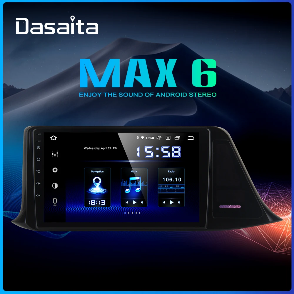 

Dasaita Autoradio 1din Android 9.0 Car Radio for Toyota C-HR CHR 2016 2017 2018 GPS Car Stereo 9" IPS Screen 64GB ROM