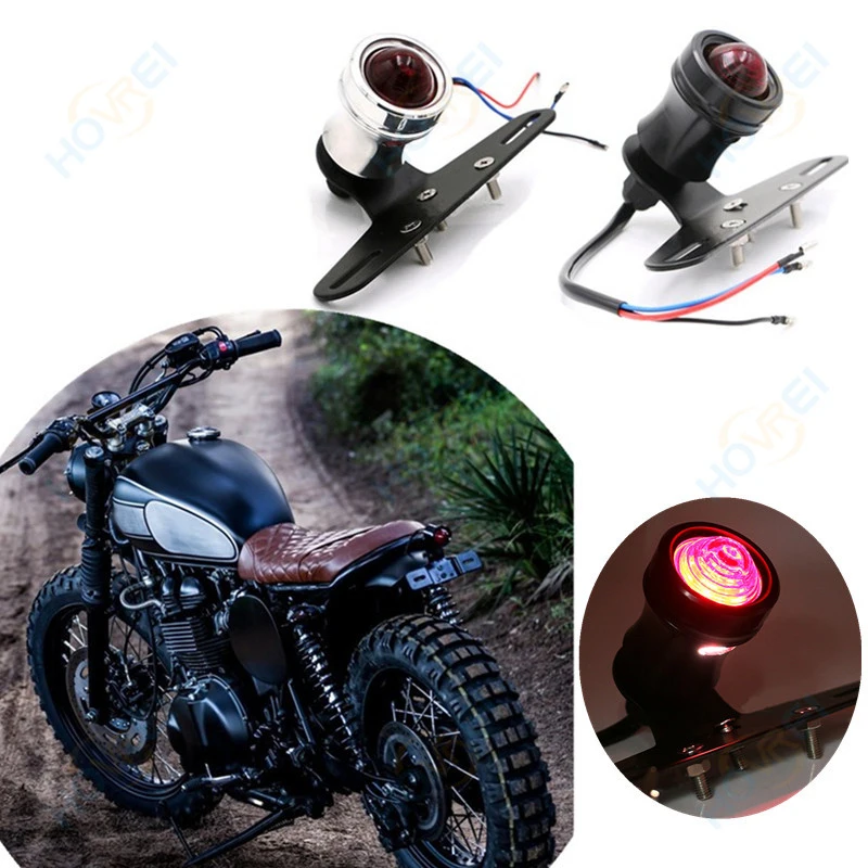 

2018 new Motorcycle retro LED Rear Taillight Brake Stop Light Lamp License Plate Holder For Harley Cafe Racer Chopper Bobber
