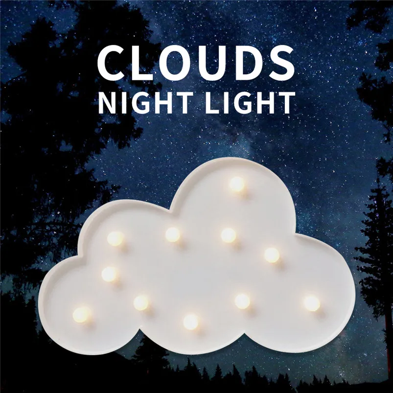 Led Lamp Cloud Shade Sign Night Light For Children Bedroom Home Decoration Lamps  Night Light 2 AA Batteries Lamparas 35AP113
