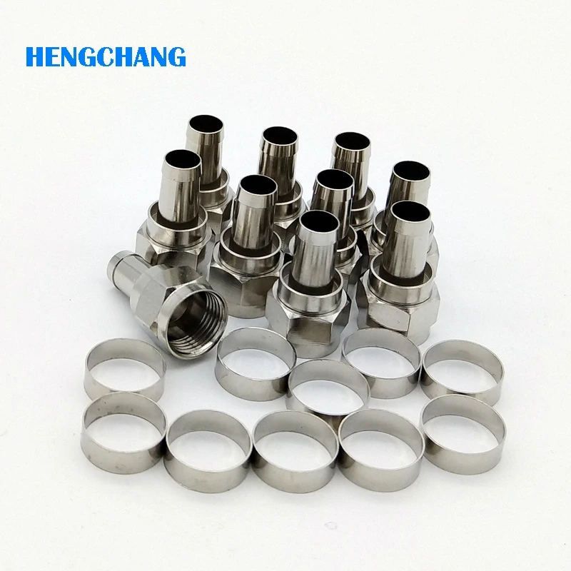 

75-5 F type connector for CATV Coaxial cable Satellite receiver antenna F-type connector with copper ring 10pcs/lot