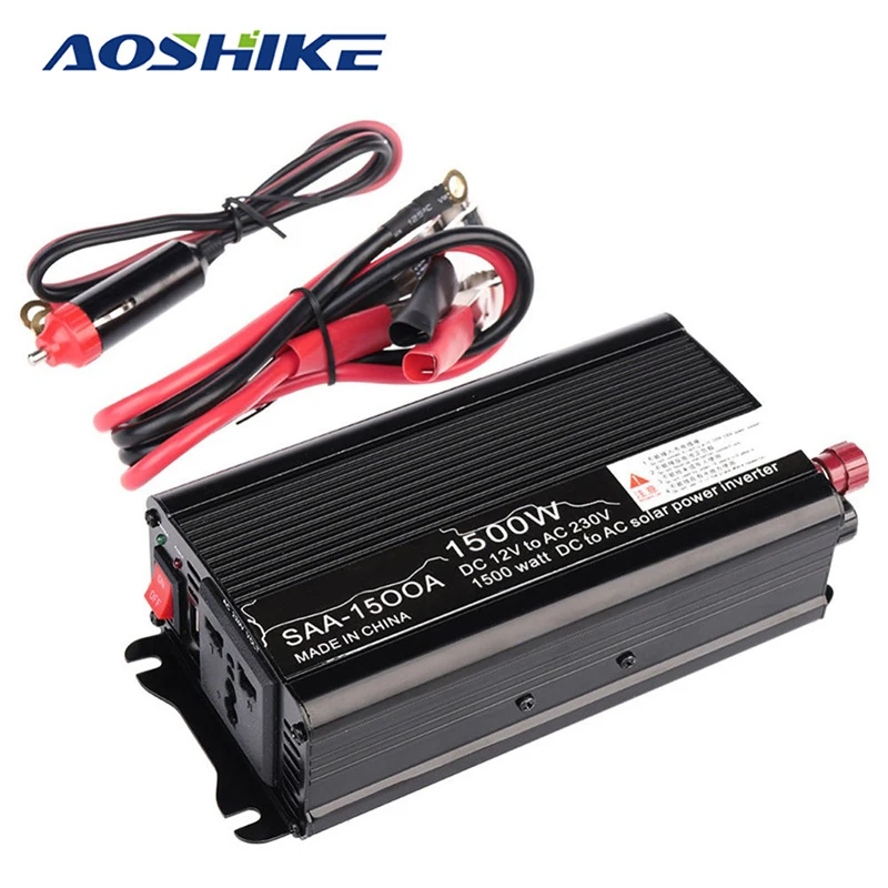 Aoshike 1500W Solar Power Car Inverter board 12V DC To 110V AC Modified Sine Wave Inverter Converter