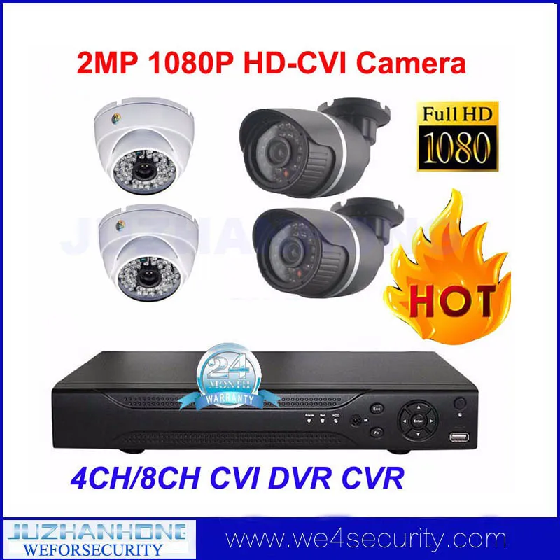  4CH 4Channel H.264 CCTV CVI DVR Kit 4Pcs CVI HD 2MP 1080P CMOS Outdoor/Indoor Home Security Video Camera NTSC  PAL 
