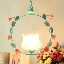 Страна Сельский Металлический Венок Спальня подвесной светильник Обеденная барная стойка розовый подвесной светильник ресторан Гостиная висит свет