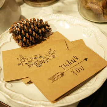 

5pcs New Product Creative Vintage Kraft Thanks Card Mother's Day Greeting Card Birthday Greetings Thanksgiving Card