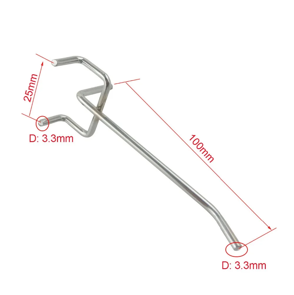 20 шт 100 мм длина 25 мм шаг отверстия Супермаркет Pegboard Крюк Полка отверстие пластины 3,3 мм проволока диаметр. Дисплей крючки