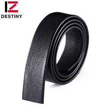 SCHICKSAL gute qualität kuh echtes leder männer gürtel ohne schnalle automatische band männlichen berühmte marke 3,5 cm schwarz braun kein schnalle