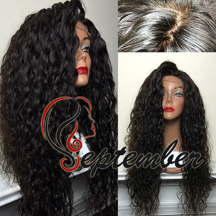 

Natural black loose curly synthetic lace front wig heat resistant synthetic lace front wig for black women glueless curly wig