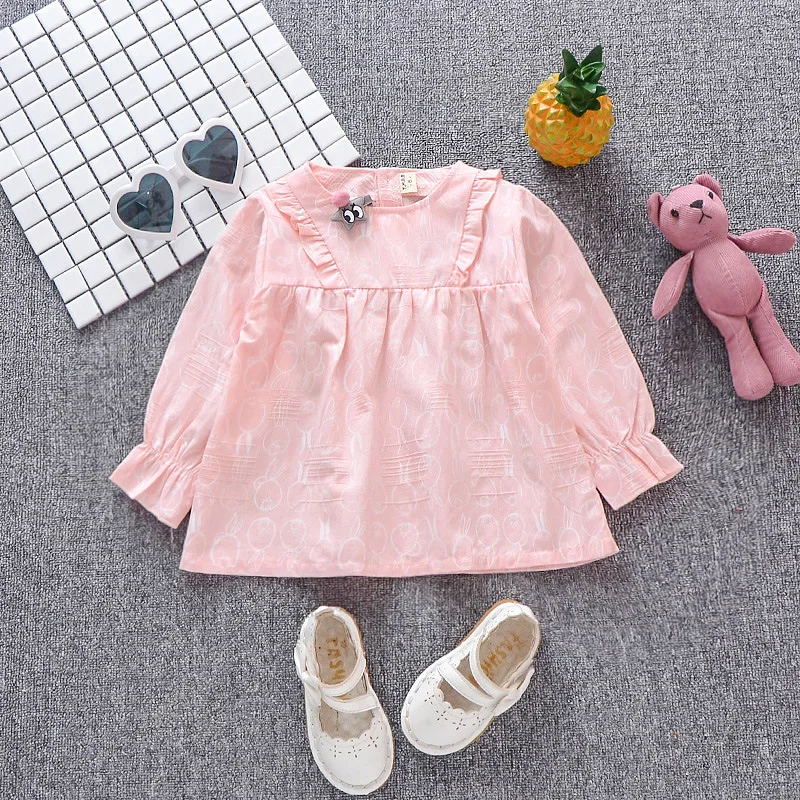

Children's dress girl 2019 autumn cotton print baby dress long sleeve four colors children's clothes newborn girl clothing