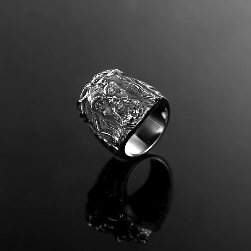 KLDY мужское кольцо с Иисусом, золото 316L, нержавеющая сталь, религиозное кольцо в стиле хип-хоп, винтажное мужское ювелирное изделие