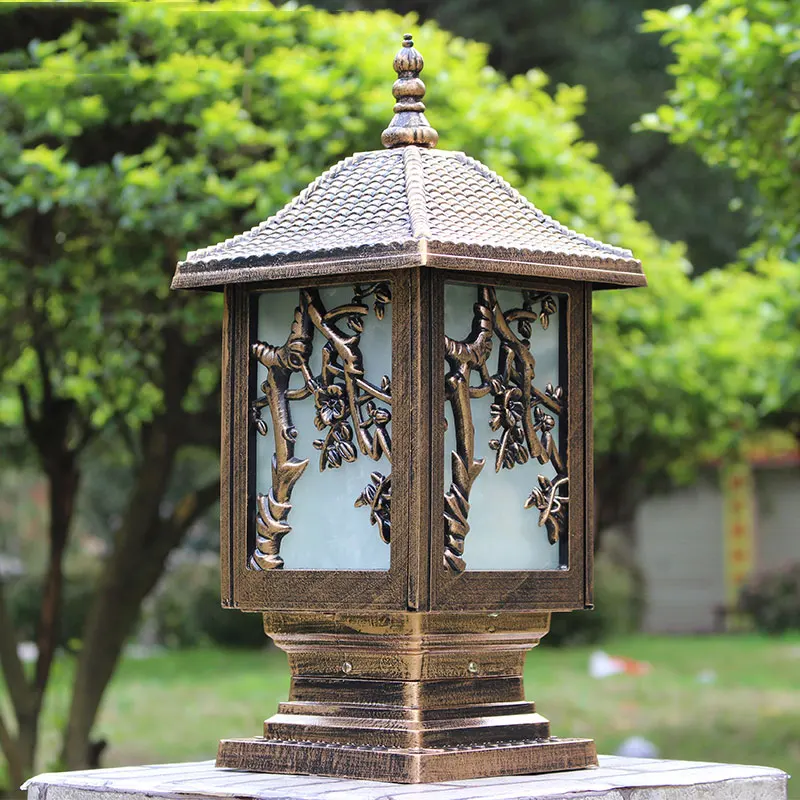 Waterproof outdoor pillar lamp E27 fence park fixture villa gate bra