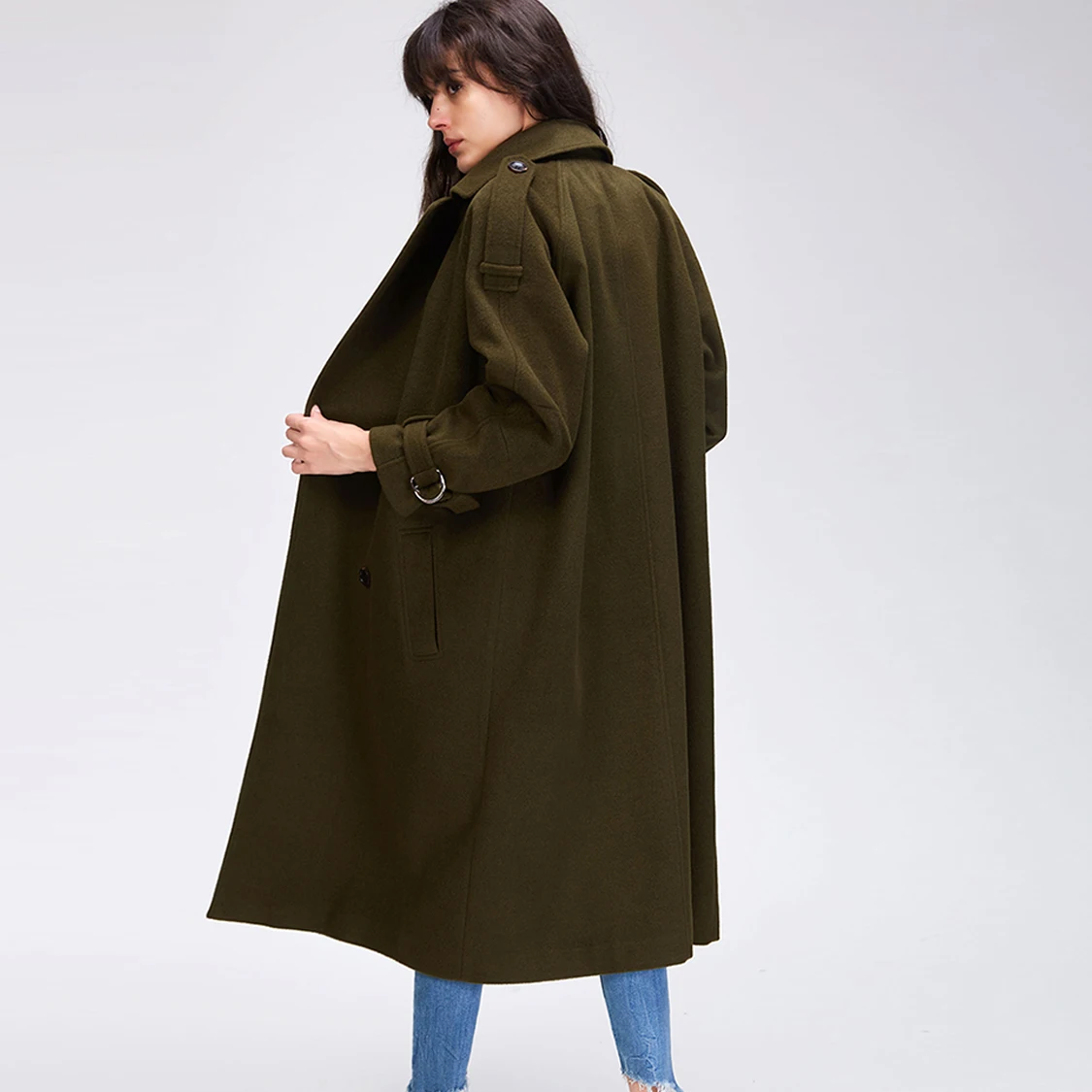 Kopen JAZZEVAR 2019 Herfst winter Nieuwe vrouwen Casual wol blend trenchcoat oversized Double Breasted X Lange jas met riem 860504