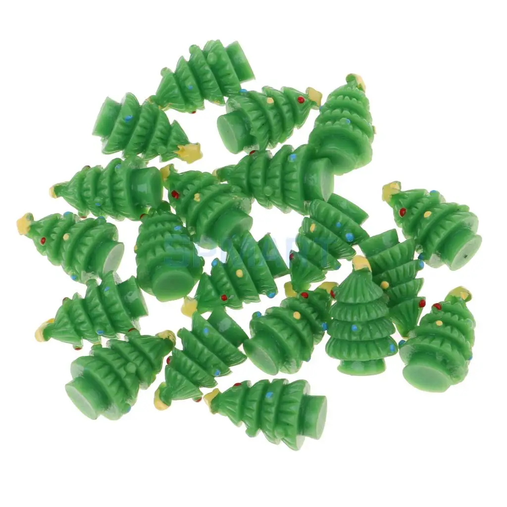 Set of 20 Pieces Dollhouse Miniature 2.2cm Christmas Tree Model Festival Decoration Photography Props