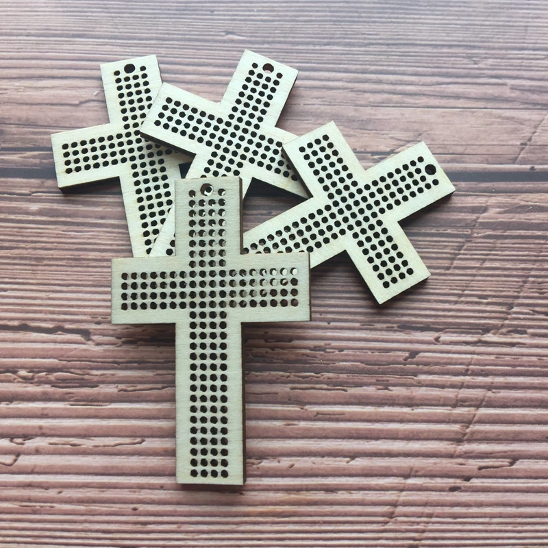 

50x diy hand embroidery cross necklace mini wooden cross