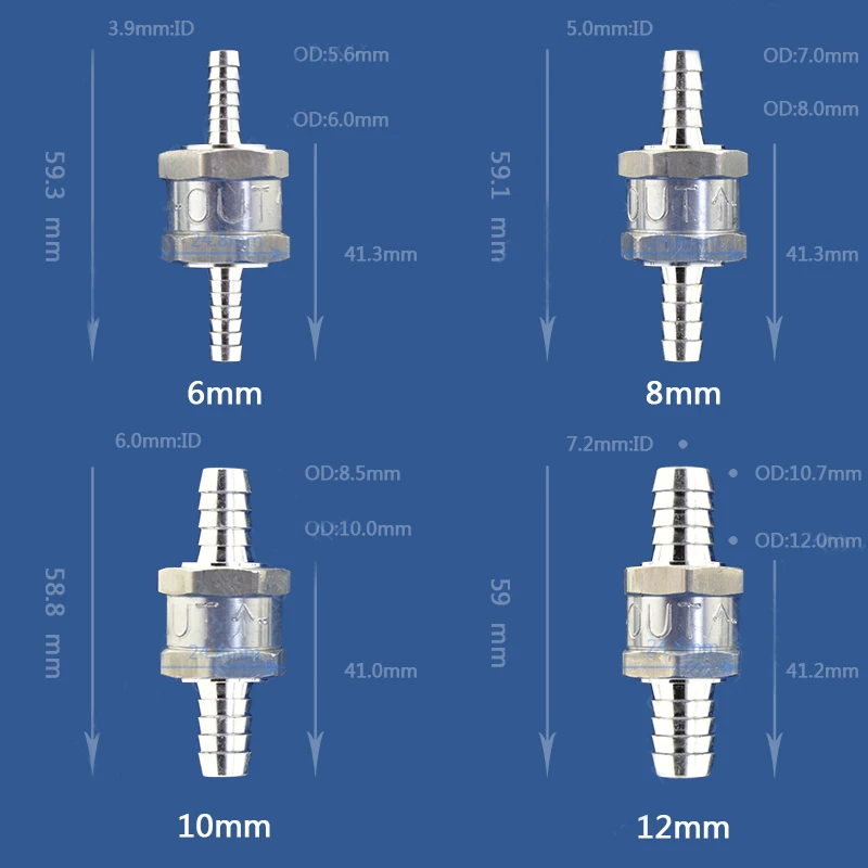 Автомобильный обратный клапан для топлива, дизельного топлива, бензина, вырезанный в одну сторону, быстрый Соединительный обратный клапан 6 мм/8 мм/10 мм/12 мм, 1 шт