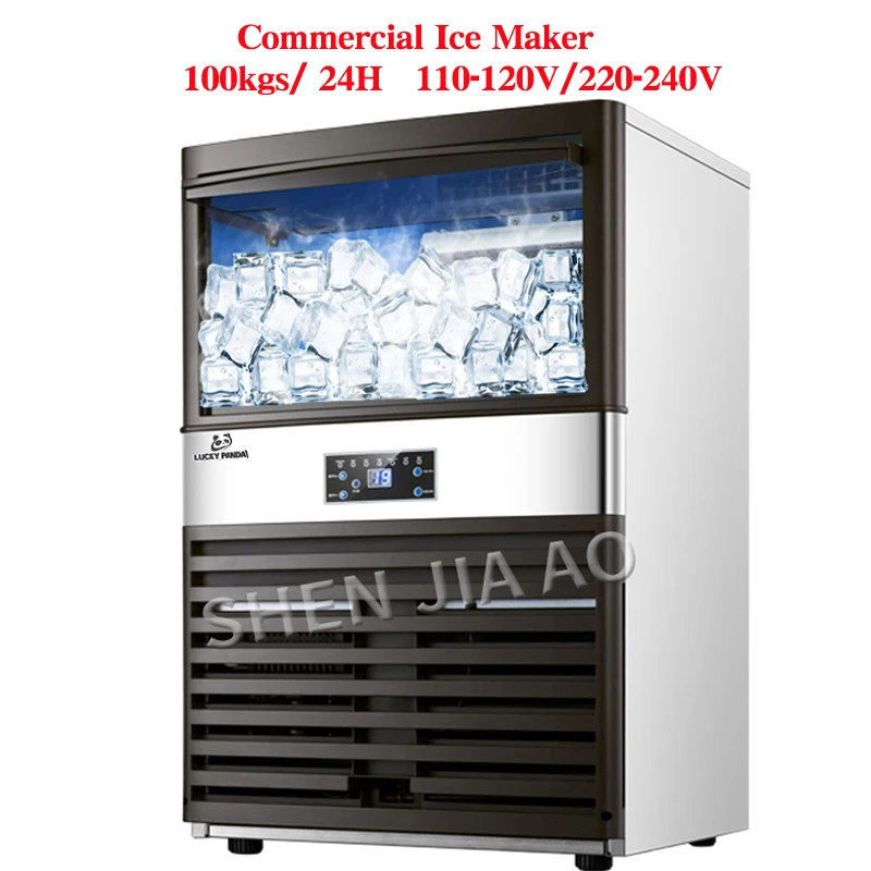 

100kg/24H ICE MAKERS 110V/220V Ice making machine Milk Tea room/small bar/Coffee shop fully automatic large ice cube machine