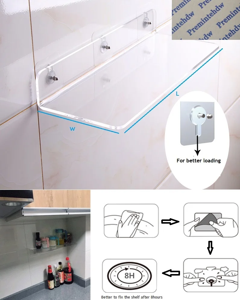 Легкая настенное крепление ясные акриловые, плавающие полки для ванной для гостиной, спальни, кухни, л Форма отображения стеллаж Органайзер стеллаж