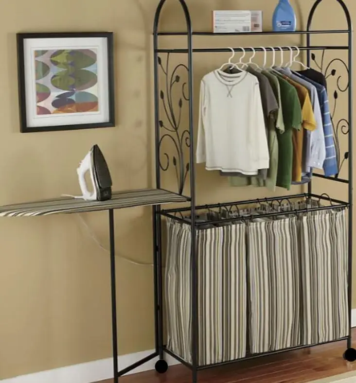 Clothes Hanger Rack Wardrobe Garment With Irons Frame Coat Rack Rail