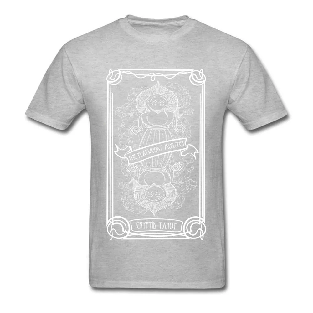 Cool O-Neck Top T-shirts Autumn Tops Shirt Short Sleeve Special All Cotton Casual Tops Shirts Printed On Men Drop Shipping Cryptid Tarot Series The Flatwoods Monster grey