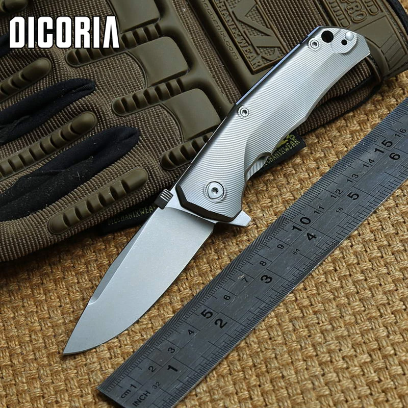 DICORIA MOLLETTA TRE M390 blade ball bearing Tactical Flipper folding knife TC4 Titanium handle Drills outdoor