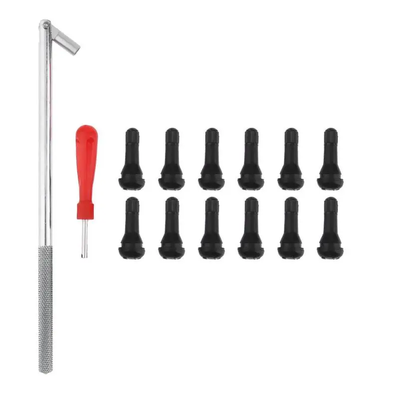 

10pcs TR413 Snap-In Rubber Tubeless Tire Valve Stems with Chrome Puller+ Core Remover Repair Tool Car Accessories